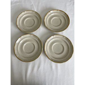 Set Of 4 Crown Manor Autumn Blossom Handpainted Stoneware Saucers Japan 6-1/4"